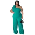 thumbnail image 1 of AURA Women Plus Size One Shoulder Jumpsuit Wide Leg High Waist Casual Outfit Summer Elegant Romper, 1 of 6