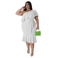 thumbnail image 1 of AURA Women Plus Size Sleeveless Midi Dress Casual Slim Fit Summer Ruffle Hem Dress, 1 of 7