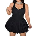 thumbnail image 1 of AURA Women Plus Size Sleeveless V Neck A Line Dress Summer High Waist Strap Mini Dress, 1 of 7