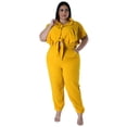 thumbnail image 1 of AURA Women Plus Size Two Piece Outfit Casual Knot Top Pants Set Summer Fashion, 1 of 6