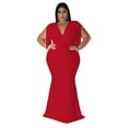 thumbnail image 1 of AURA Women Plus Size V Neck Bodycon Maxi Dress Sleeveless Elegant Party Dress, 1 of 5