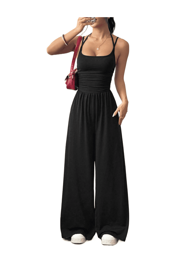 Women Strapless Wide Leg Jumpsuit XS-XL Summer Backless Casual Outfit