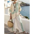thumbnail image 1 of AURA Women Striped Two Piece Outfit Round Neck Top and Straight Leg Pants Casual Summer Fashion Set, 1 of 2