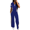 thumbnail image 1 of AURA Women Work Casual Two Piece Outfit Short Sleeve Zip Top Straight Pants Set S XXL, 1 of 6