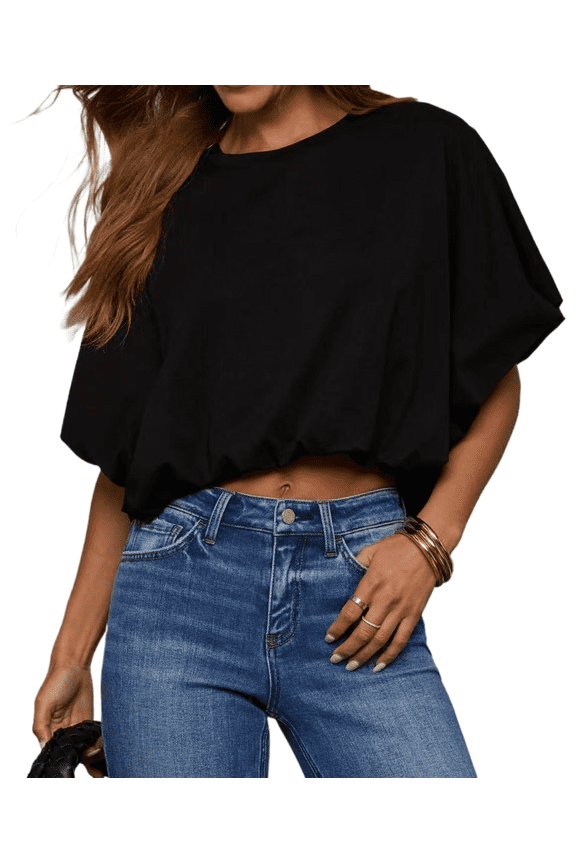 Women's Crew Neck T Shirt XS-XXL Loose Fit Solid Color Summer Tee