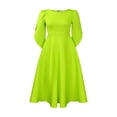 thumbnail image 1 of AURA Women’s Flared Mid Length Dress Round Neck Three Quarter Sleeve High Waist Zipper S XXXL, 1 of 7