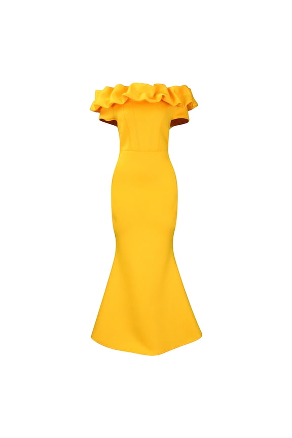 Women's Off Shoulder Mermaid Maxi Dress Solid Color Pleated High Waist S-XXXL