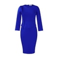 thumbnail image 1 of AURA Womens Elegant Long Sleeve Bodycon Midi Dress Crew Neck High Waist Ruched Pencil Office Dress, 1 of 10