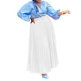 thumbnail image 1 of AURA Womens Elegant Pleated Maxi Skirt With Belt High Waist Office Work Urban Style, 1 of 3