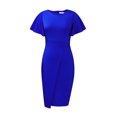 thumbnail image 1 of AURA Womens Midi Pencil Dress High Waist Ruffle Short Sleeve Round Neck Solid Color S XXXL, 1 of 8