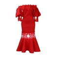 thumbnail image 1 of AURA Womens Off Shoulder Lace Fishtail Midi Dress High Waist Party Cocktail Zipper, 1 of 10