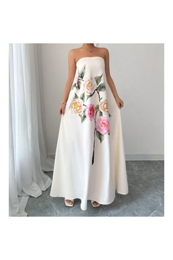 Womens Plus Size Off Shoulder Floral Maxi Dress Summer Casual Loose A Line Beach Dress Bigsize
