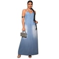 thumbnail image 1 of AURA Womens Plus Size Sleeveless Denim Maxi Dress A Line Washed Stretch Jean Dress 1XL 5XL, 1 of 6