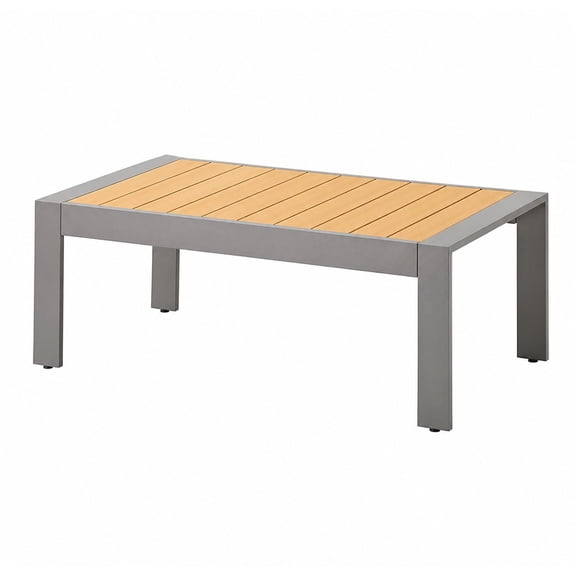 AURACOVA Patio Coffee Table Aluminum frame Wood-look tabletop All-weather use.