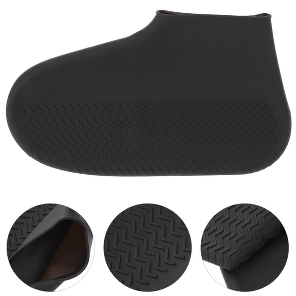 AURARMLET 1Pair Black Rainproof Overshoes Soft Flexible Shoe Protector for Travel and Camping