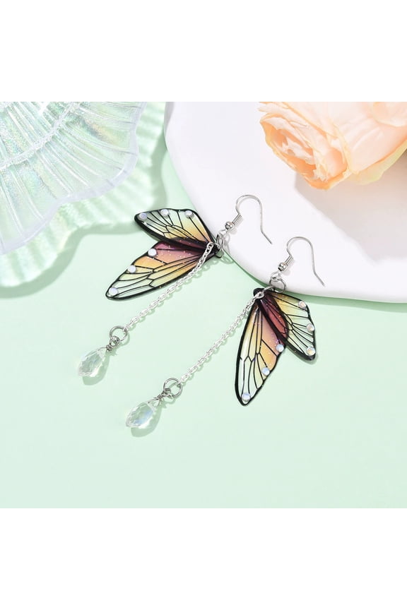 1 Pair Butterfly Earrings: Animal Dangle Earrings For Women - Butterfly Wing Rhinestone Ear Rings - Nature Inspired Jewelry For Parties Cosplay