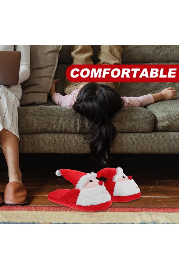 1 Pair Christmas Slipper 3D Santa Claus Shape Non-slip Mute Durable for Adults and Kids Winter Wear