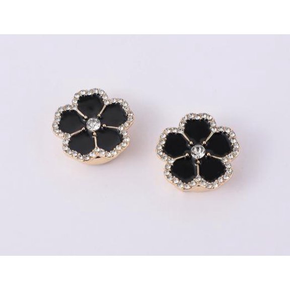 AURARMLET 1 Pair Elegant Flower Button Covers Cufflinks Rhinestones For Women Weddings