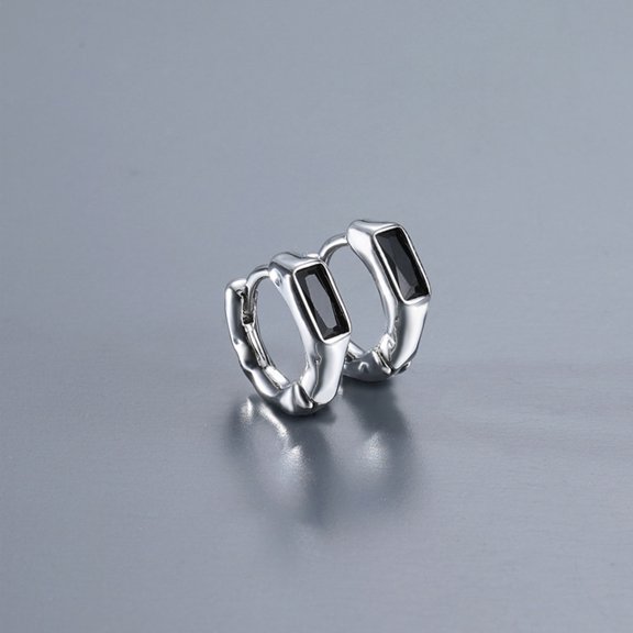 AURARMLET 1 Pair Mens Huggie Earrings Black Alloy Fashion Trend Masculine Jewelry Casual Outings