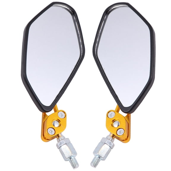 AURARMLET 1 Pair Motorcycle Rear View Side Mirrors Golden Glass For Adventure Tours