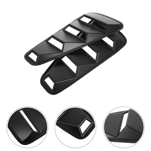 AURARMLET 1 Pair Rear Side Window Louvers Black ABS Plastic Car Hood Ventilation Covers with Aggressive Style Design