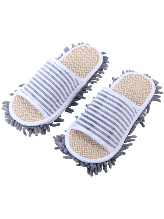 1 Pair Unisex Grey Microfiber Cleaning Slippers Non- Lightweight for Indoor and Outdoor Use