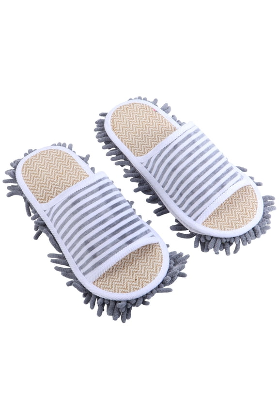 1 Pair Unisex Cleaning Slippers Microfiber Grey Non-slip Lightweight Outside Use