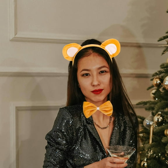 AURARMLET 1Set Cute Khaki Bear Ear Headband Lightweight Plush Animal Hair Accessory for Makeup