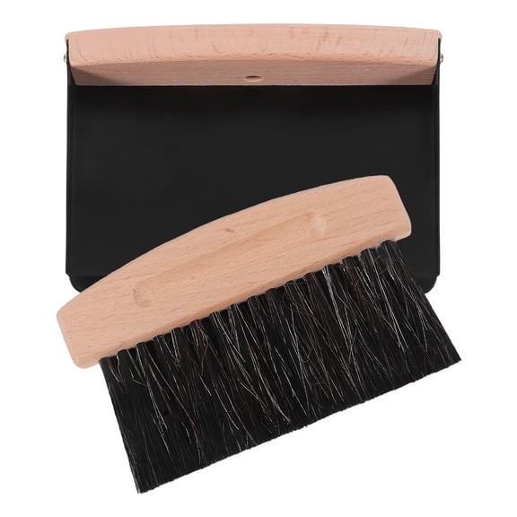 AURARMLET 1 Set Handheld Broom And Dustpan Set Black Beech Wood For General Users