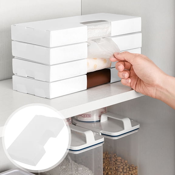 AURARMLET 1Set White Plastic Garbage Bag Storage Container Multifunctional Kitchen Organizer Box