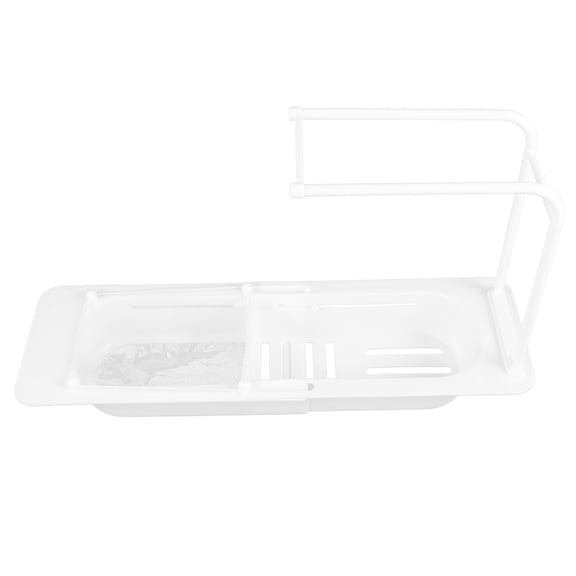 AURARMLET Adjustable White Plastic Sink Rack Set for Kitchen Organization, Multi-Purpose Storage and Daily Cleaning