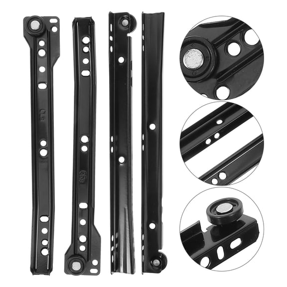 AURARMLET 1Set Durable Black Metal Drawer Slides Bottom Mount Furniture Guide Rails for Home Use