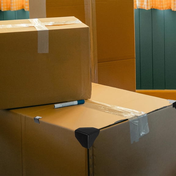 AURARMLET 100 Pcs Black Plastic Shipping Box Corner Guards for Furniture Moving Transport