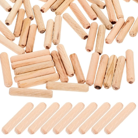 AURARMLET 1000Pcs Hardwood Dowel Rods 3.00X0.30X0.30In Round Light Brown for Enhancing Sturdiness in Cabinet Making