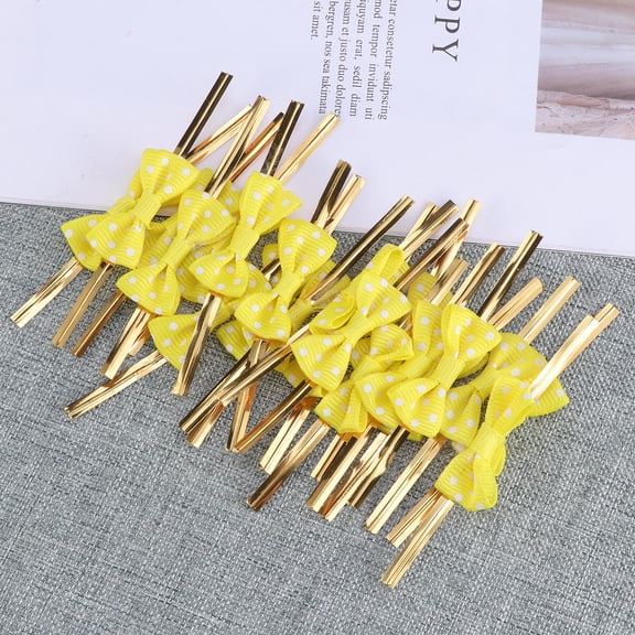 AURARMLET 100Pcs Yellow Tie Ribbon for Packing Candy Bags Baking Sealing Strong and Flexible