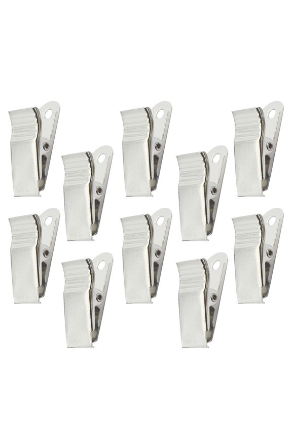 100Pcs Badge Fastener Clips for ID Cards and Badges Silver Rectangular