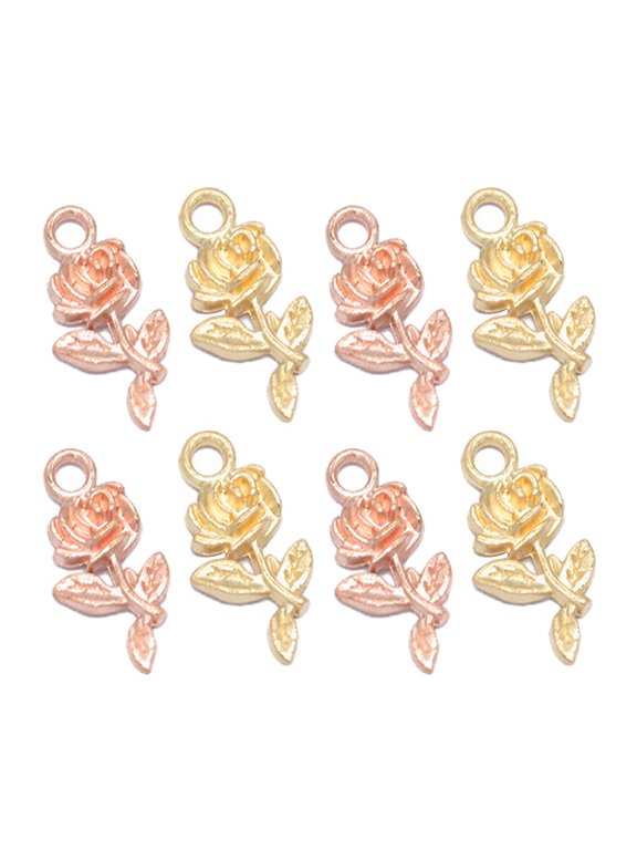100Pcs DIY Charm Pendant Set Rose Shape Alloy for Crafting Bracelets Necklaces