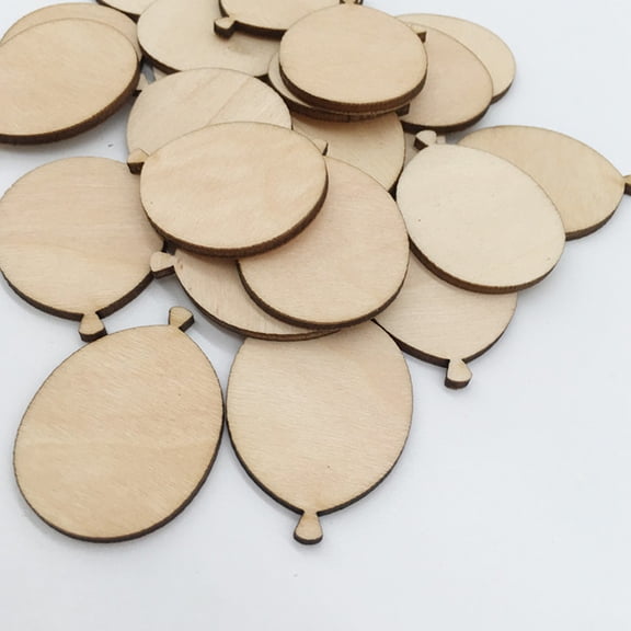 AURARMLET 100Pcs Diy Slices Assorted Color Diy Projects Balloons Shape Wooden Hanging Tags
