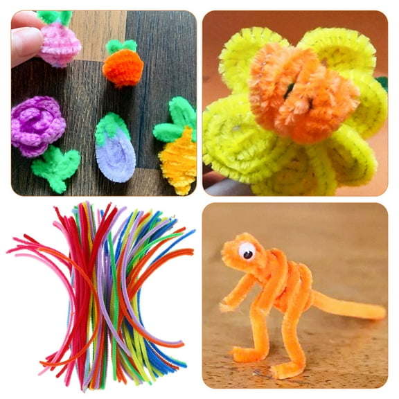 AURARMLET 100pcs Thick Chenille Stems Twisted Sticks Material Chenille DIY Projects for Handmade Materials