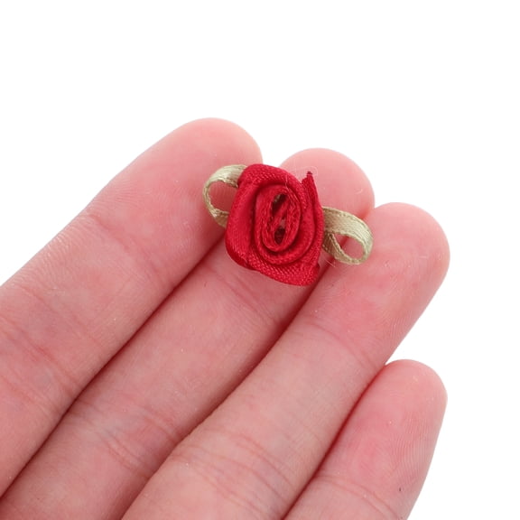 AURARMLET 100pcs Mini Ribbon Roses - Small Artificial Fabric Flowers for Wrapping, Bridal Bouquets, Valentine’s Day & Craft Projects