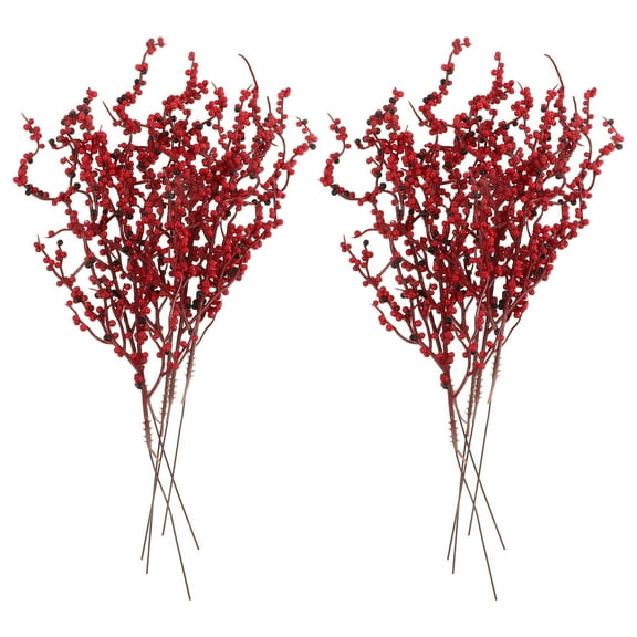 AURARMLET 10Pcs Artificial Red Berry Stems for Wreath Making and Christmas Decor with Realistic Appearance