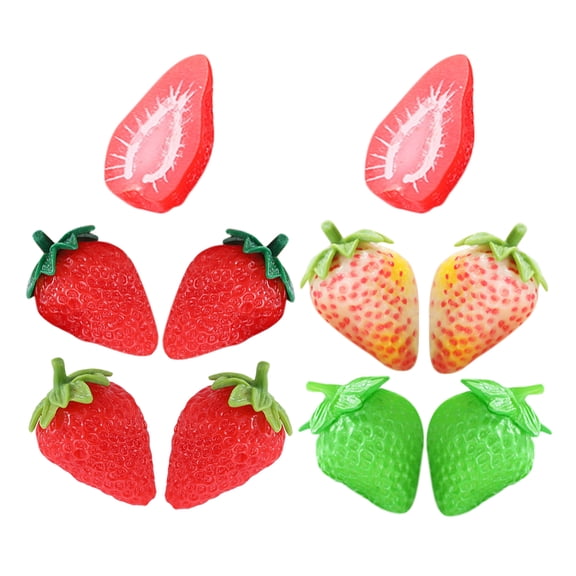 AURARMLET 10Pcs Artificial Strawberry Models PVC Material Lifelike Fake Fruit Decorative Accents