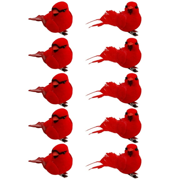 AURARMLET 10Pcs Christmas Cardinal Bird Figurines Home Decor Red Decorations for Porch