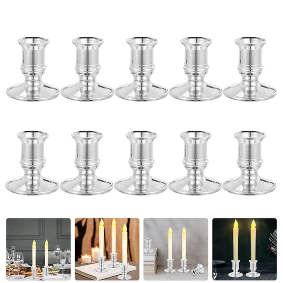 AURARMLET 10Pcs Plastic Electronic Candlesticks Compact LED Flameless Candlelights for Table Decor Party Use