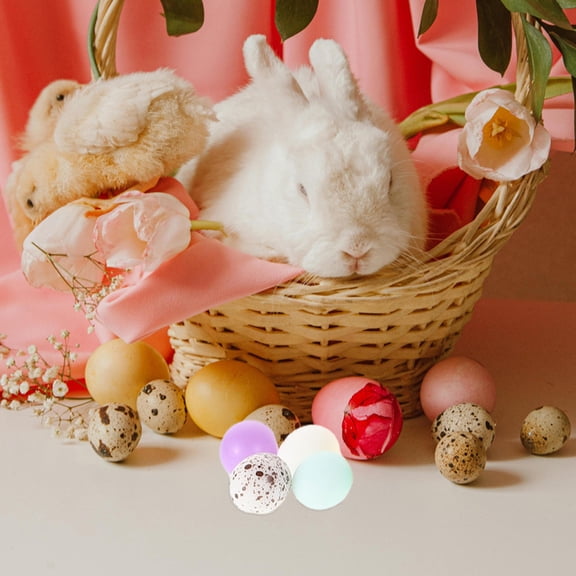 AURARMLET 10-Piece Easter Bunny Resin Figurines Set with Colorful Assorted Eggs Spring Holiday Tabletop Decoration
