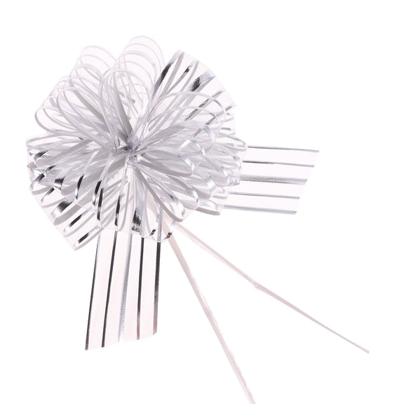 AURARMLET 10Pcs Holiday Pull Bows Decorative Plastic Silver for Friends and Lovers Parties