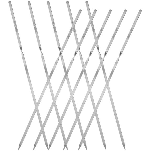 AURARMLET 10Pcs Flat Stainless Steel Kebabs Skewers for Outdoor BBQ Cooking Grill Accessories