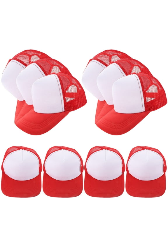 10-Pack Red Sublimation Baseball Caps for Printing and Heat Transfer, Adjustable Hat 11.2x7.1x5.1 Inches