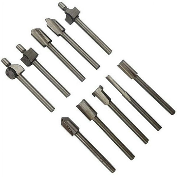 AURARMLET 10pcs Router Bit Set Silver for Woodworking CNC Machining Surfacing