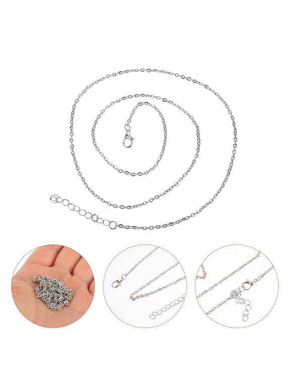 Plated Silver Metal DIY Chain Necklace for Decor, Safe and Durable, 10Pcs